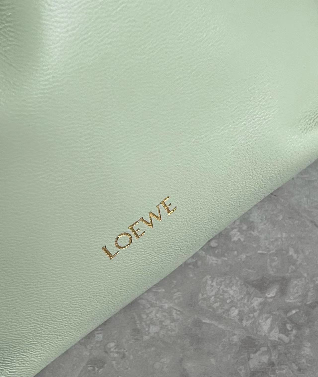 Loewe Mini Flamenco Purse bag in mellow nappa lambskin Beton Green